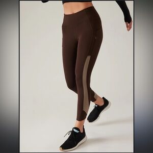 NWT Athleta Ultimate Stash Craft Tight Brown and Tan Leggings Sz XS Pockets